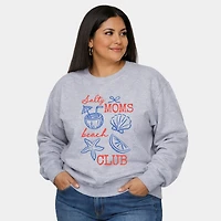 Simply Sage Market - Salty Moms Beach Club Outline  Women's Plus Sized Graphic Sweatshirt