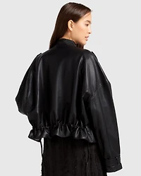 Belle & Bloom Womens Reload Draped Leather Look Jacket