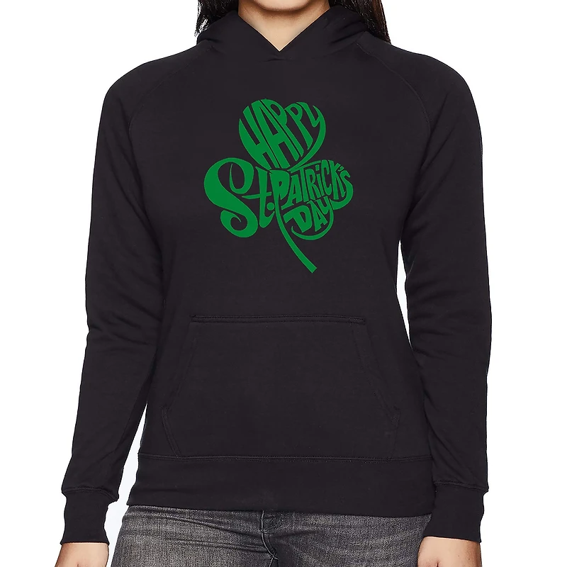 LA Pop Art St. Patrick's Day Shamrock - Women's Word Hooded Sweatshirt