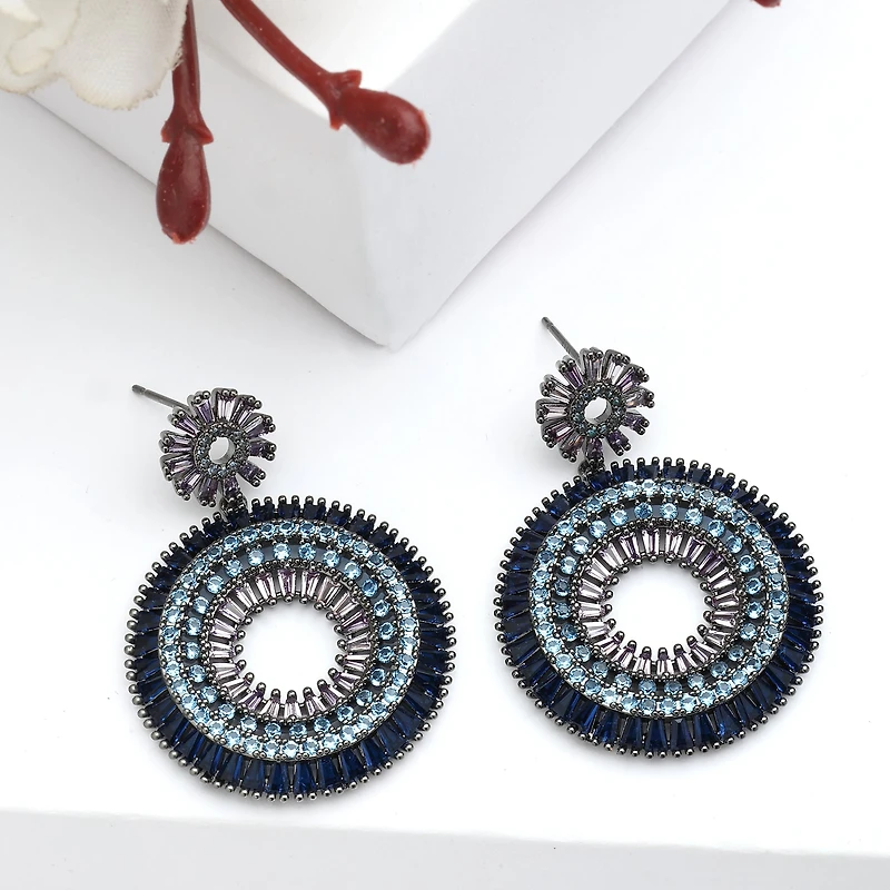 AGP PARIS Womens Diva Floral Round Drop Earrings