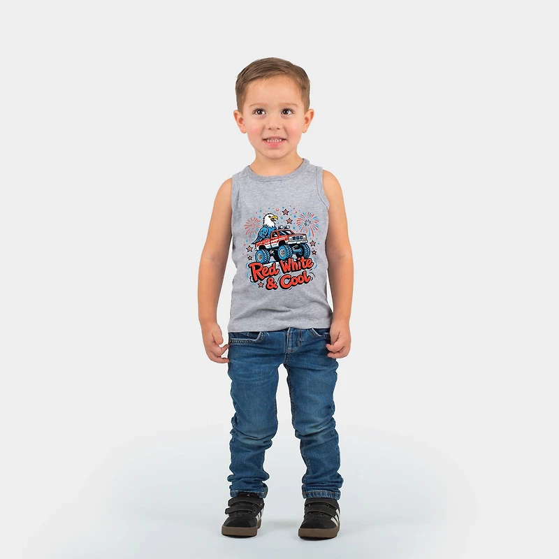 The Juniper Shop - Red, White & Cool Truck Eagle Toddler Graphic Tank
