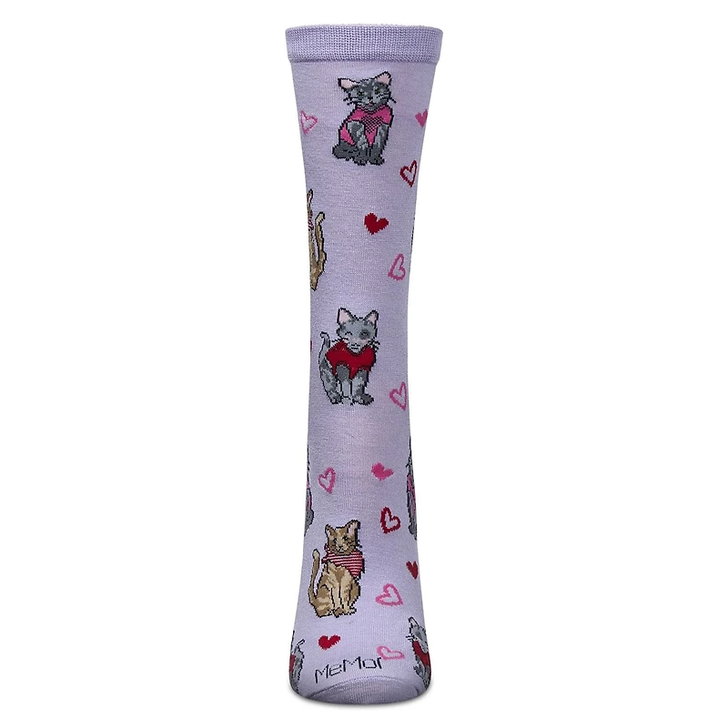 MeMoi Women's Fur-Ever Hearts Rayon From Bamboo Crew Socks