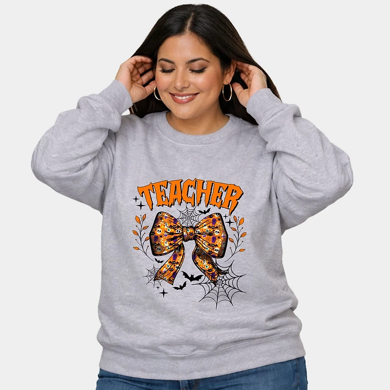 Simply Sage Market - Coquette Halloween Teacher Women's Plus Sized Graphic Sweatshirt