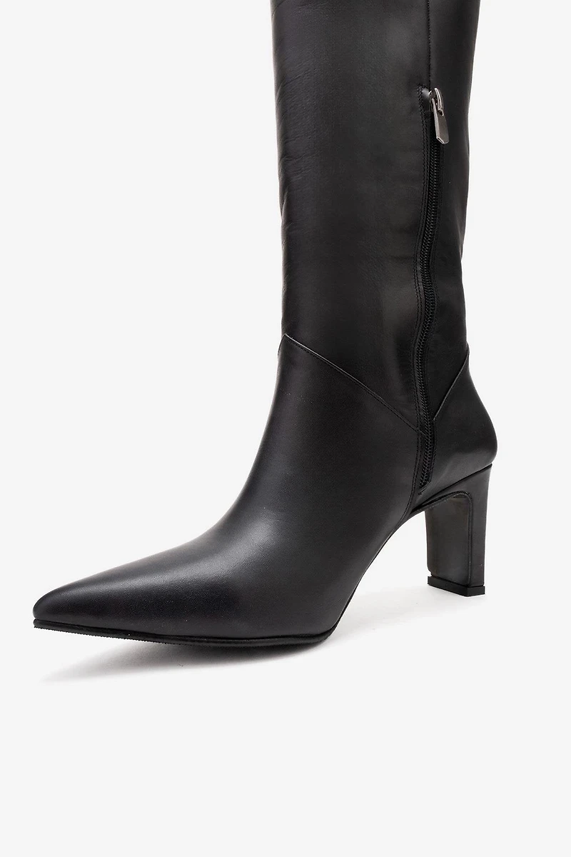 Forever & Always Womens Merla Leather Block Heel Boot