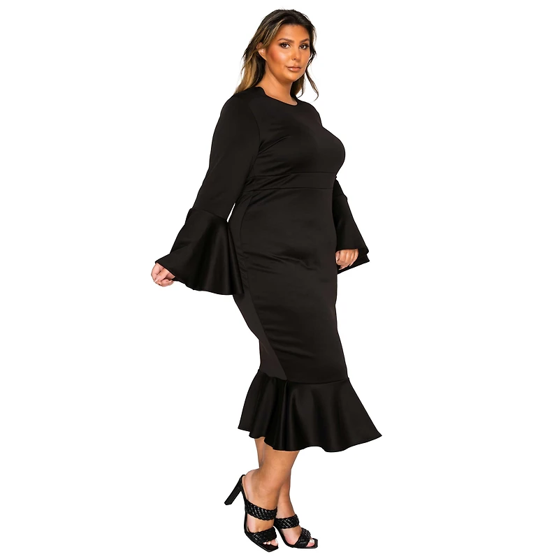 L I V D Women's Plus Sabrina Mermaid Hem Dress
