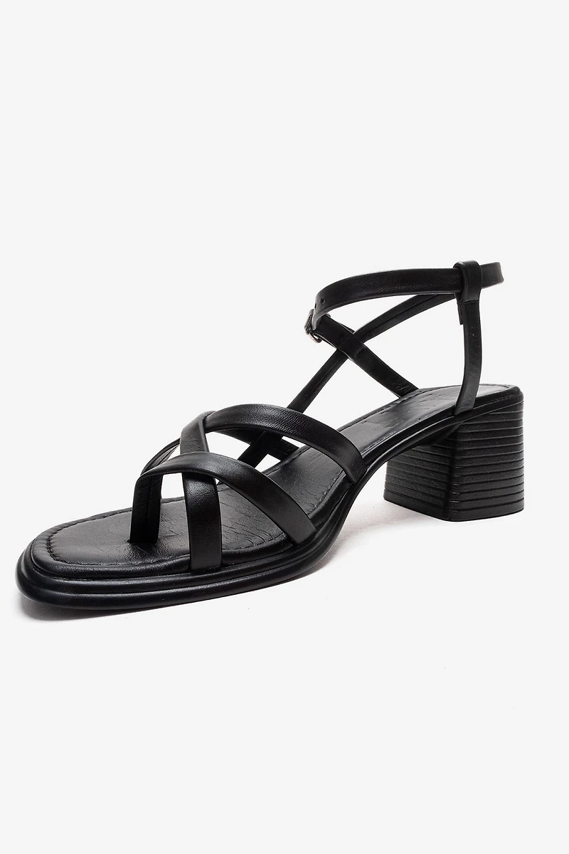 Forever & Always Womens Lavish Leather Block Heel Sandal
