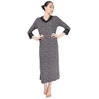 MeMoi Women's Three Quarter Sleeve Nightgown with Lace Trim