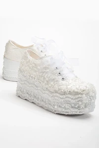 Forever & Always Womens Florette Lace Bridal Platform Sneakers