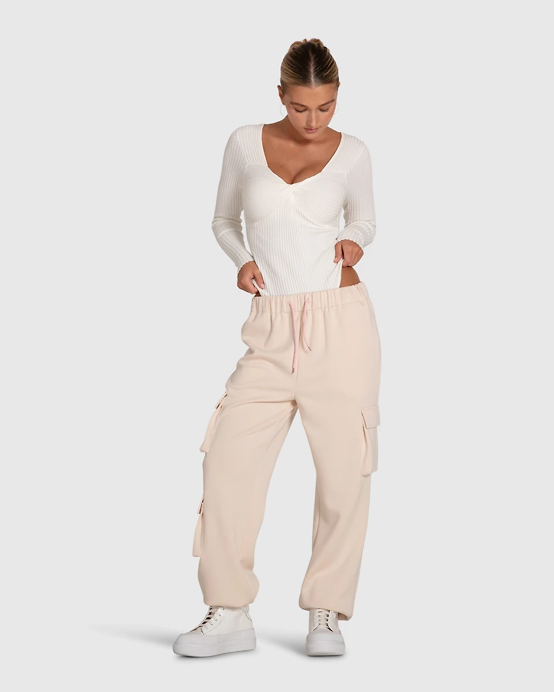 Belle & Bloom Womens Think Twice Long Sleeve Bodysuit