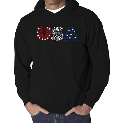 LA Pop Art Usa Fireworks - Men's Word Hooded Sweatshirt