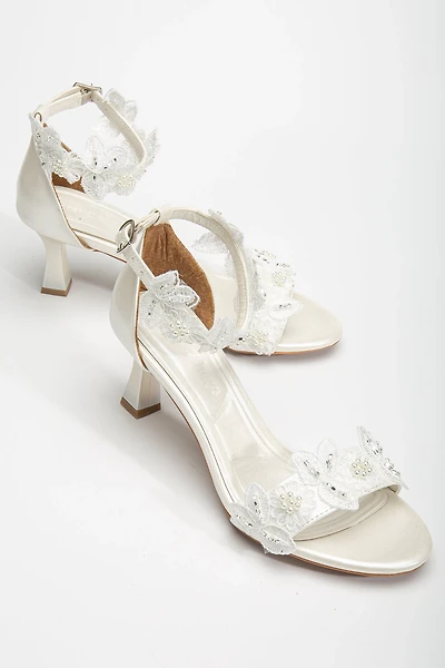 Forever & Always Womens Birdie Lace Kitten Heel Sandals