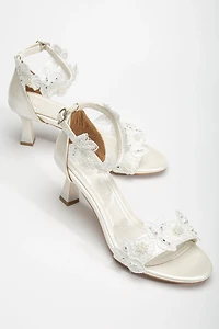 Forever & Always Womens Birdie Lace Kitten Heel Sandals
