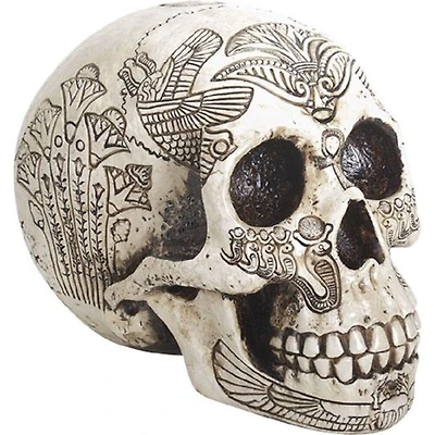 Pacific Giftware Ancient Egypt Human Skull Etched with Egyptian Symbols Figurine Skeleton 6 inch