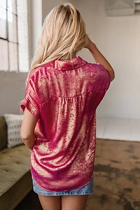 Threaded Pear Women's Amoura Metallic Sheen Buttoned Top
