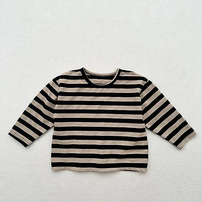 MyKids-USA Spring Baby Kids Vintage Striped Crew Neck Long Sleeve Shirt