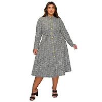 L I V D Women's Plus Chelsea Tweed Button Dress