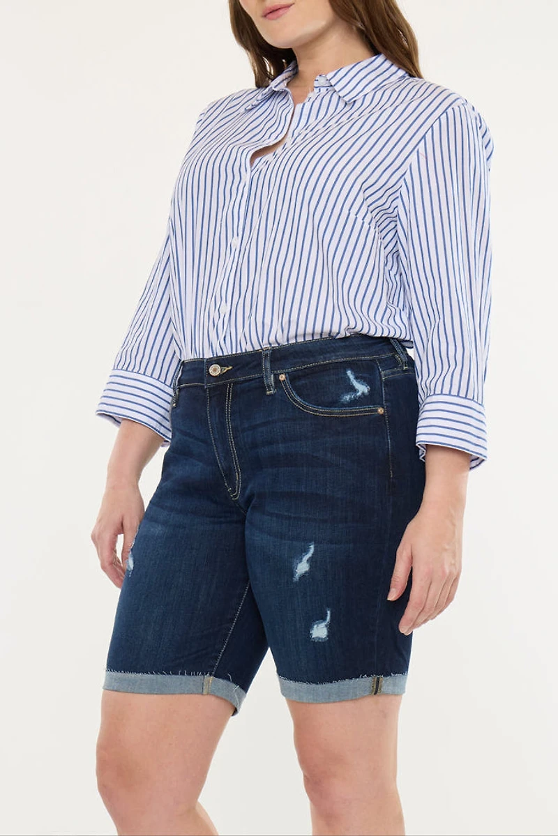 KanCan Women's Plus Mid Rise Bermuda Shorts Shelby