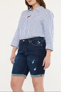 KanCan Women's Plus Mid Rise Bermuda Shorts Shelby