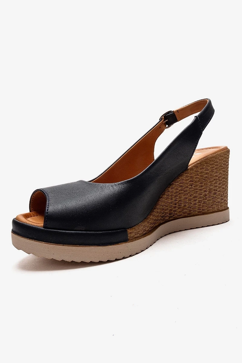 Forever & Always Womens Helina Leather Wedge Sandals