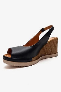 Forever & Always Womens Helina Leather Wedge Sandals