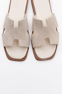 Forever & Always Womens Jez Leather Slide Sandals