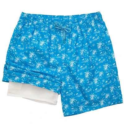 Rokka&Rolla Mens 7" Swim Trunks with Compression Liner
