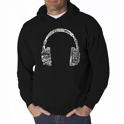LA Pop Art Headphones - Languages Mens Word Hooded Sweatshirt
