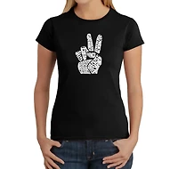 LA Pop Art Women's Word T-Shirt - Peace Fingers