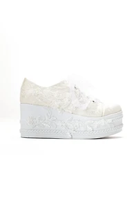 Forever & Always Womens Valencia Lace Platform Bridal Sneaker