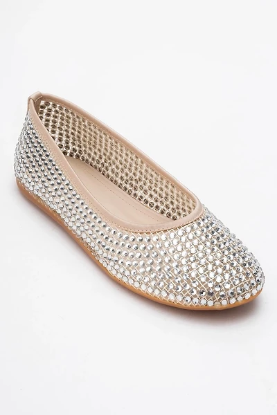 Prologue Shoes Womens Runway Mesh Embellished Ballet Flat