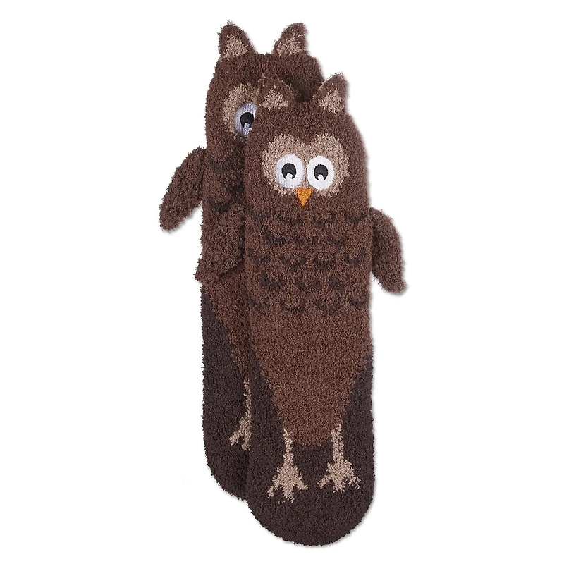 MeMoi Women's Owl Embellished Plush Crew Socks