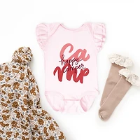 The Juniper Shop - Happy Camper Cursive Baby Girl's Flutter Sleeve Bodysuit