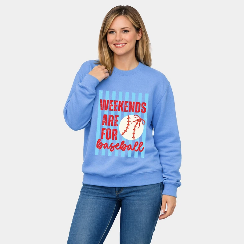 Simply Sage Market - Weekends Are For Baseball Stripes Women's Graphic Sweatshirt