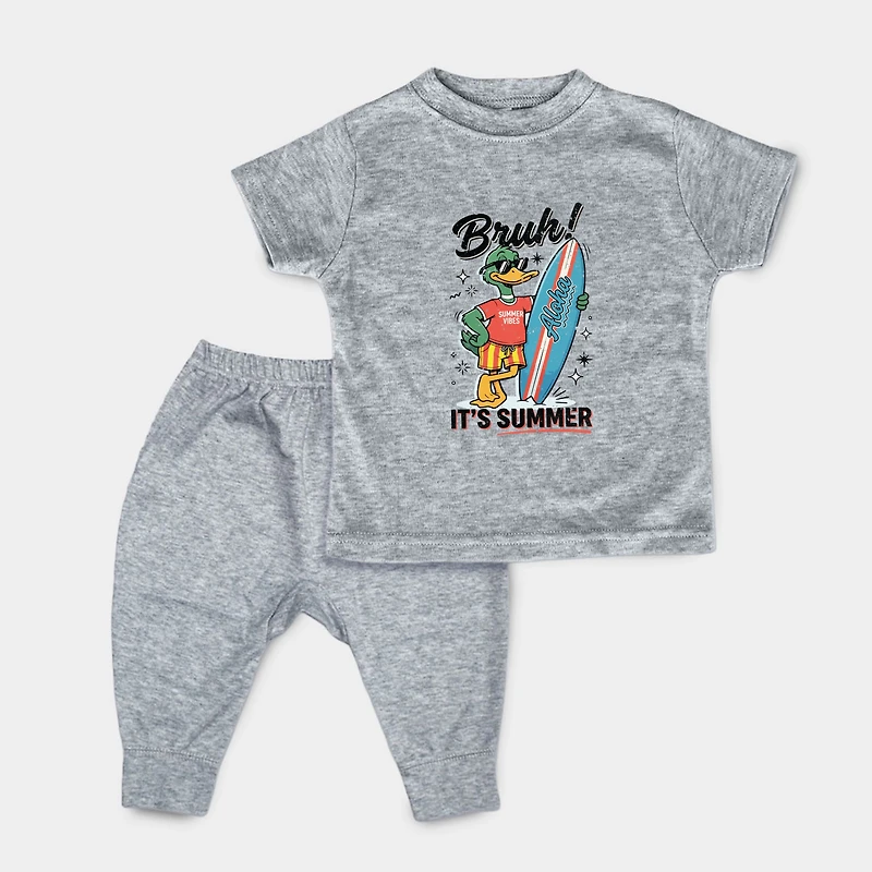 The Juniper Shop - Infant Jogger Pant Crew Set of 2 Bruh! It's Summer Duck