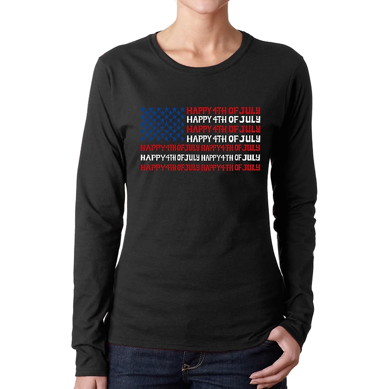 LA Pop Art Women's Word Long Sleeve T-Shirt - Happy 4th of July