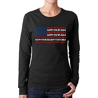 LA Pop Art Women's Word Long Sleeve T-Shirt - Happy 4th of July