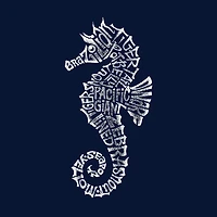 LA Pop Art Men's Seahorse Word T-Shirt - 100% Cotton Crew Neck, Short Sleeve, Regular Fit