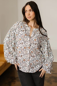 Threaded Pear Women's Aubrey Puff Sleeve Down Shirt