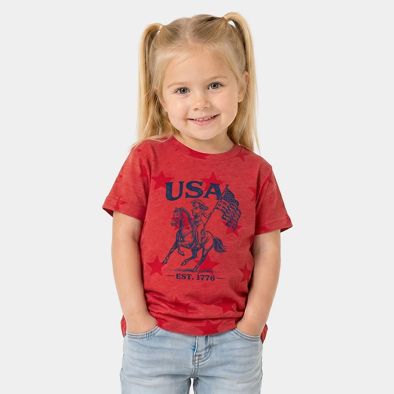 The Juniper Shop - USA Cowgirl Flag Toddler Short Sleeve Star Tee