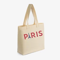 Simply Sage Market - Zippered Canvas Tote - Red And Blue Paris Eiffel