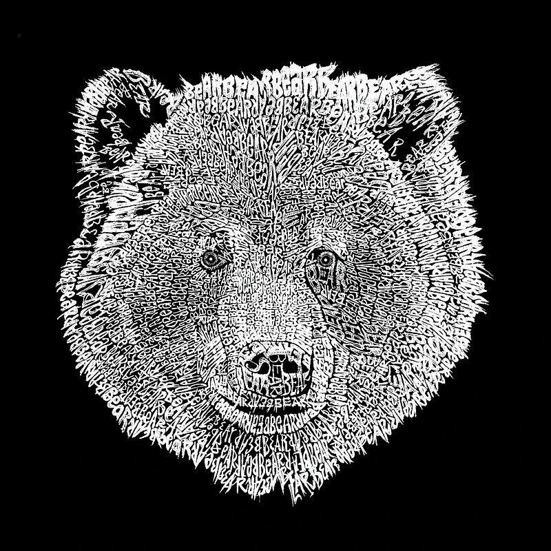 LA Pop Art Men's Bear Face Word T-Shirt - 100% Cotton, Crew Neck, Short Sleeve