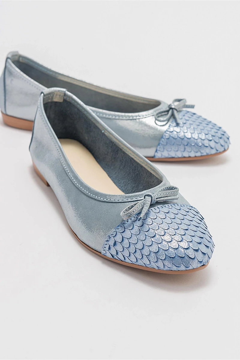 Forever & Always Womens Copos Leather Bow Cap Toe Ballet Flats