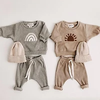 MyKids-USA Baby Rainbow Sun Pattern Hoodies Combo Pants Sets