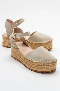 Forever & Always Womens Viba Leather Esprarille Platform Wedge Sandalss