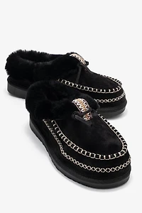 Forever & Always Womens Noriel Leather Moccasin Slippers