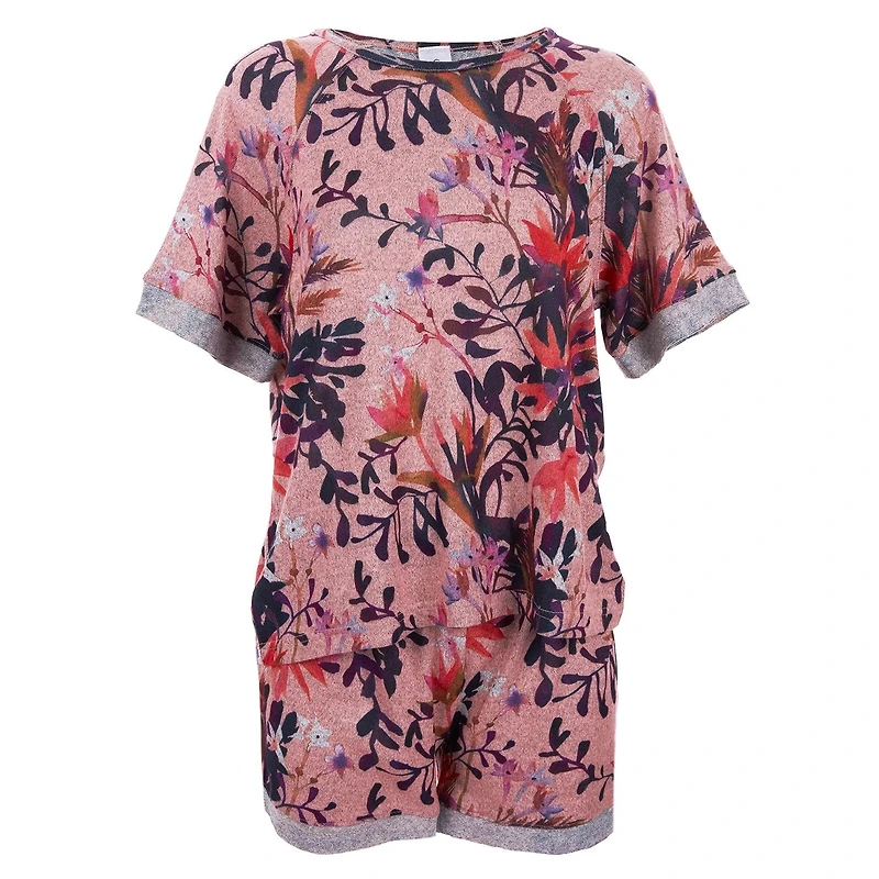 MeMoi Women's 2 Piece Floral Paradise T-Shirt and Shorts Pajama Set