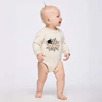 The Juniper Shop - Infant Fleece BodySuit Trick or Treat Spiderweb Glitter