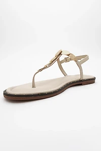 Forever & Always Womens Marea Leather Flat Sandals