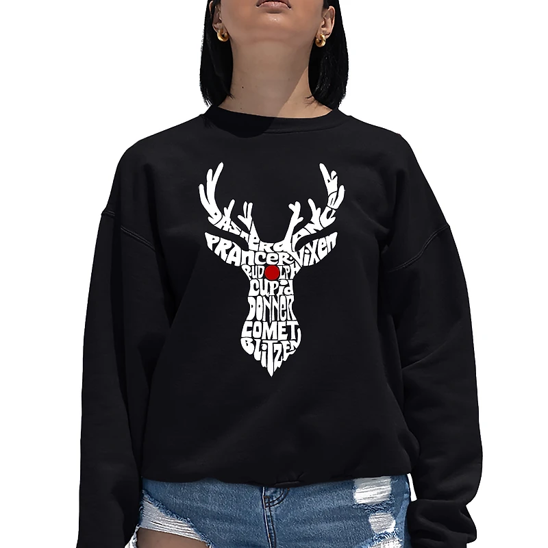 LA Pop Art Women's Word Crewneck Sweatshirt - Santa's Reindeer