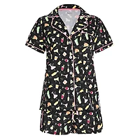 MeMoi Women's Cocktail Notch Collar Cotton Blend Pajama Set
